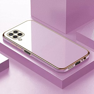 apurb store for samsung galaxy m53 5g plating square gold frame phone case luxury soft silicone back cover for samsung galaxy m53 5g purple