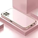 Apurb Store for Samsung Galaxy M53 5G Plating Square Gold Frame Phone Case Luxury Soft Silicone Back Cover (for Samsung Galaxy M53 5G, Pink)