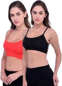 apurwa fashion pack of 2 women sports lightly padded bra red black