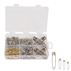 aqbah pack of 200 safety pins assorted pins for saree clothes 5 sizes from small to large safety pins for multi-purpose use heavy duty variety pack