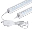 AQIQUUT Led Shop Light 2ft,Led Shop Light,25W 6500K 3200LM Clear Cover,T8 LED Light Fixture,Ceiling and Utility Shop Lights,Linkable Light Fixture for Room,Garage,Workbench,Warehouse(2-Pack)
