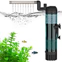 AQQA Aquarium Filter, 78GPH Submersible Fish Tank Filter with Aeration & Rainfall, Multi-Layer Filtration Silent Adjustable Airflow Filter, Oxygenation Circulation Water Pumping for 10-30 Gal Tanks