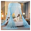 Aqua Blue Bed Canopy Tent - Lace Sheer Mesh Princess Dome Mosquito Net - Decorative Hanging Curtains for Double Bed (1.8m x 2.2m)