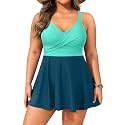 Aqua Eve Plus Size Tummy Control Swimdress, Two piece Tankini with Shorts