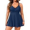 Aqua Eve Plus Size Tummy Control Swimdress, Two piece Tankini with Shorts