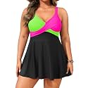 Aqua Eve Plus Size Tummy Control Swimdress, Two piece Tankini with Shorts