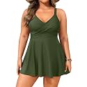 Aqua Eve Plus Size Tummy Control Swimdress, Two piece Tankini with Shorts