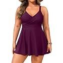 Aqua Eve Plus Size Tummy Control Swimdress, Two piece Tankini with Shorts