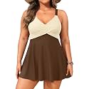 Aqua Eve Plus Size Tummy Control Swimdress, Two piece Tankini with Shorts