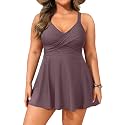 Aqua Eve Plus Size Tummy Control Swimdress, Two piece Tankini with Shorts