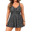 Aqua Eve Plus Size Tummy Control Swimdress, Two piece Tankini with Shorts