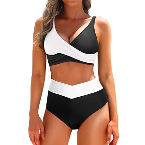 aqua eve women high waisted bikini twist front swimsuits lace up bikini tops ruched push up 2 piece bathing suits