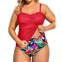 Aqua Eve Women Two Piece Plus Size Tankini - Strapless Bandeau Swimsuit