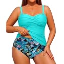 Aqua Eve Women Two Piece Plus Size Tankini - Strapless Bandeau Swimsuit