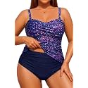 Aqua Eve Women Two Piece Plus Size Tankini - Strapless Bandeau Swimsuit