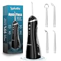 Aqua Floss Water Flosser for Teeth - 250ML Portable Oral Irrigator with 3 Modes, 4 Jet Tips, 2000mAh Battery, IPX7 Waterproof, Dental Floss for Deep Teeth Cleaning (Black)