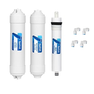 aqua fresh 10-inch inline pre-activated carbon block amp sediment filter cartridge set with 80 gpd membrane  universal ro water purifier replacement kit for clean refreshing water combo no 19