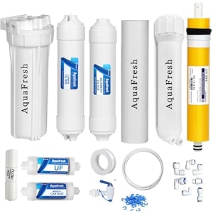 aqua fresh ro water purifier service kit - 80 gpd membrane carbon sediment uf mineral cartridge pre-filter housing fr450 ro tab - complete inline set combo for all water purifiers combo no 9