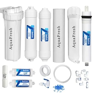 aqua fresh ro water purifier service kit -complete 80 gpd inline combo with membranecarbon sediment uf mineral cartridge amp pre-filter housing - perfect solution for all your ro system c-no 12