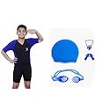 Aqua Holic Swimming Kit with 1 Printed Swimming Half Suit| Costume | with 1 Anti Fog Swimming Goggles, Swimming Cap,1 Nose Clip, 2 Ear Plugs,1 Swimming Ring(Tube) for Boys Multicolour