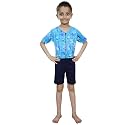 Aqua Holic Swimming Kit with 1 Printed Swimming Half Suit| Costume | with 1 Anti Fog Swimming Goggles, Swimming Cap,1 Nose Clip, 2 Ear Plugs,1 Swimming Ring(Tube) for Boys Multicolour