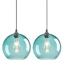 Aqua Pendant Lights Kitchen Island 2 Pack, 9.84 in Seeded Glass Globe