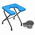 AQUACARE Commode Chair With Removable Pot included for Elderly & Patients | Portable Toilet Chair | Heavy Duty Steel Frame | Anti-Slip Feet | Comfortable Seat| Home & Hospital Use