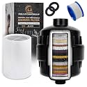 AquaHomeGroup 20 Stage Shower Filter with Vitamin C and E - Reduces Chlorine, Heavy Metals and Sediment - 2 Cartridges Included - High Pressure - Black