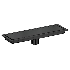 black 12 x 4 inches tile insert floor drain 304 stainless steel shower channel waste water concealed cockroach trap 30 cm center hole