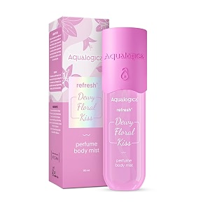 aqualogica refresh dewy floral kiss perfume body mist with zemea amp hyaluronic acid  long- lasting fragrance  fresh floral fragrance  double duty mist for hair amp body  non-irritating amp hydrating  150 ml