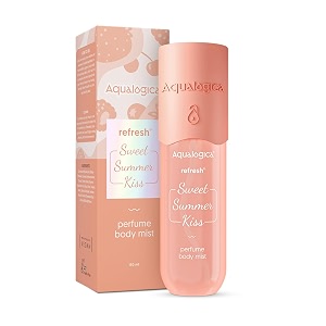 aqualogica refresh sweet summer kiss perfume body mist with zemea amp hyaluronic acid  long-lasting fragrance  sweet strawberry fragrance  double duty mist for hair amp body  non-irritating amp hydrating  skin friendly  for men amp women  150 ml