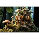 Aquarium Background Miniature of Forest Fairy Tale House Terrarium Backdrop Fairy Tale Concept Fish Tank Background Tank Aquarium Wallpaper Poster Decor Reptile Habitat Backdrop Vinyl 24x12in