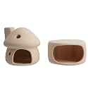 Aquarium Decor Ceramic Mushroom House with Cave Set Ornament Fish Tank Landscape Decoration for Small Shrimp for Goldfishes to Rest (Yellow)