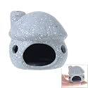 Aquarium Decor Ceramic Mushroom House Ornament Fish Tank Landscape Decoration Pottery Hide Cave Habitat Hut Small Shrimp for Goldfishes to Rest Breed Hiding (Grey)