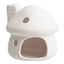Aquarium Decor Ceramic Mushroom House Ornament Fish Tank Landscape Decoration Pottery Hide Cave Habitat Hut Small Shrimp for Goldfishes to Rest Breed Hiding (White)
