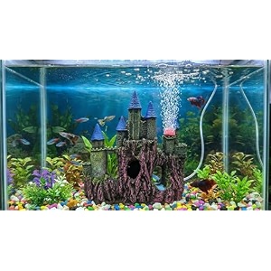 aquarium hideout fantasy medieval castle aquarium ornament with air bubbler design fish hide cave tank ornament for betta fish goldfish shrimps