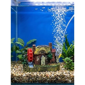 aquarium hideout vintage watermill house aquarium ornament with air bubbler design fish hide cave tank ornament for betta fish goldfish shrimps