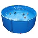 Aquarium Pool with Drain Valve,Aquaculture Water Tank Cistern Steel Frame Multifunction PVC Canvas Temporary Fish Pond，Outdoor Round Above Ground Pool - 1.5x1m Blue PVC Canvas Fish Pond, Por