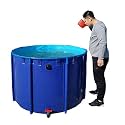 Aquarium Pool PondRound Canvas Fish Pond Pool for Kids - Above Ground with Metal Bracket, Easy Installation Fish Tank for Water Irrigation and Outdoor Fun