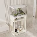 Aquarium Stand, Metal Frame Fish Tank with Storage, Double Turtle Reptile Terrariums , 880LBS Capacity(White,60x35x70cm/24x14x28)