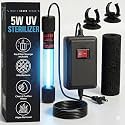 Aquarium UV-C Light 5W – Submersible UV Clarifier for Freshwater & Saltwater Tanks, Sumps & Small Ponds – Clears Green Water Fast – 9.8 ft Power Cord – Filter Sponge & 2 Suction Cups Included!