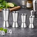 Aquasleri Stainless Steel Double Sided Peg Measure Set | 15-30ml 20-40ml 25-50ml 30-60ml Jigger | Premium Bar Measuring Tool | Food Grade Rust Proof Cocktail Measure for Home Bar & Kitchen