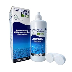 aquasoft fresh bio double moisturizing multipurpose contact lens cleaning solution 60ml