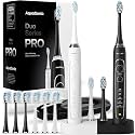 Aquasonic Duo Series PRO – Ultra-Whitening Electric Toothbrush Set – 5 Modes &amp; Smart Timers – Premium Travel Cases &amp; 10 Proflex Brush Heads – ADA Accepted Toothbrushes