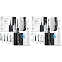 Aquasonic Duo Series PRO UV - ADA Accepted Electric Toothbrushes with UV Sanitizer - Inductive Charging Base - 5 Modes with Smart Timers - 10 Proflex Brush Heads &amp; 2 Travel Cases (Pack of 2)