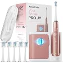 Aquasonic Vibe Series PRO – Ultra-Whitening Electric Toothbrush – 5 Modes &amp; Smart Timers – UV Sanitizing Base – ADA Accepted (Satin Rose Gold)