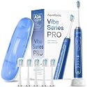 Aquasonic Vibe Series PRO – Ultra-Whitening Electric Toothbrush – 5 Modes &amp; Smart Timers – Premium Travel Case &amp; 6 Proflex Brush Heads – ADA Accepted Toothbrush (Sapphire Blue)