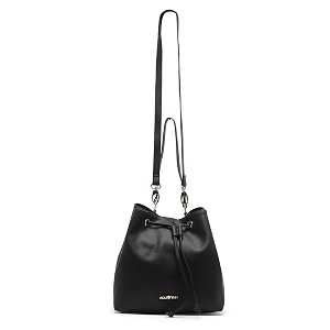 aquatan vegan leather black drawstring handbag for women  stylish casual bag with secure closure for everyday use