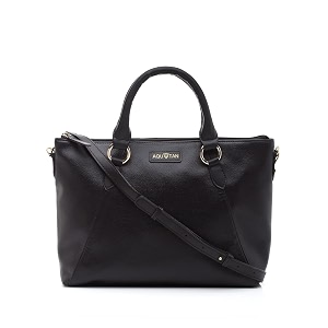 aquatan vegan leather black handbag for women with adjustable sling strap  versatile and elegant daily use bag