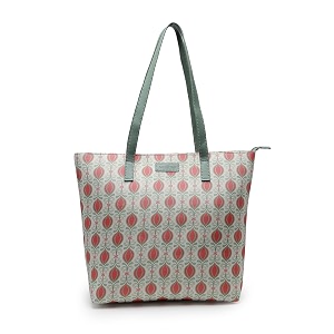 aquatan canvas leaf printed blush and mint tote bag for women